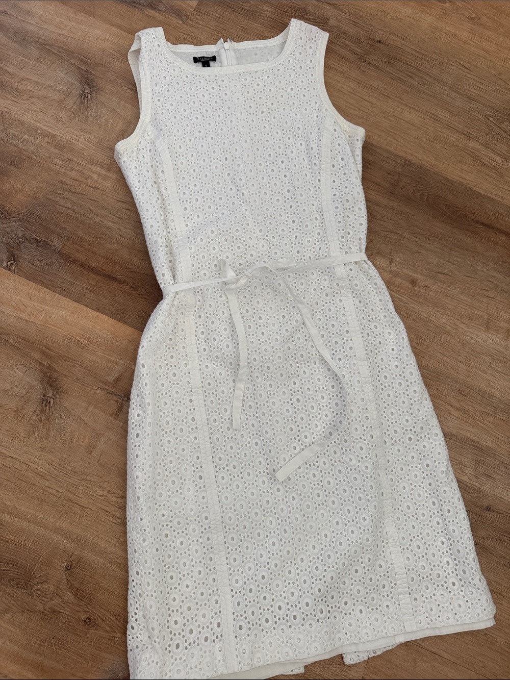 Ann Taylor White Sleeveless Eyelet Midi Dress